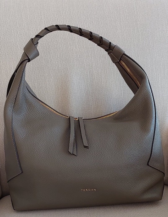 Grand cadeau femme sac à main Style Hobo couleur marron foncé véritable cuir véritable or accessoires