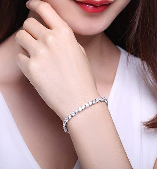 Bracelet 4MM Design Or Blanc Couleur Cubic Zirconia