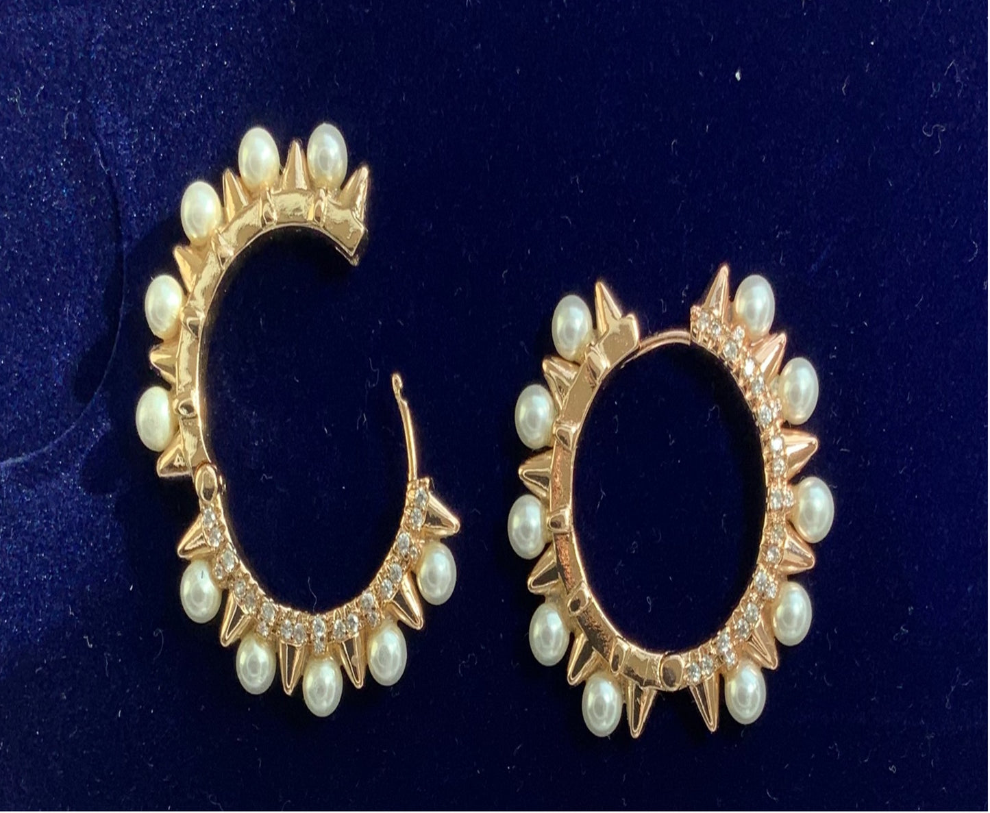 Earrings Hoops Yellow Gold Color Cubic Zircon Pearl