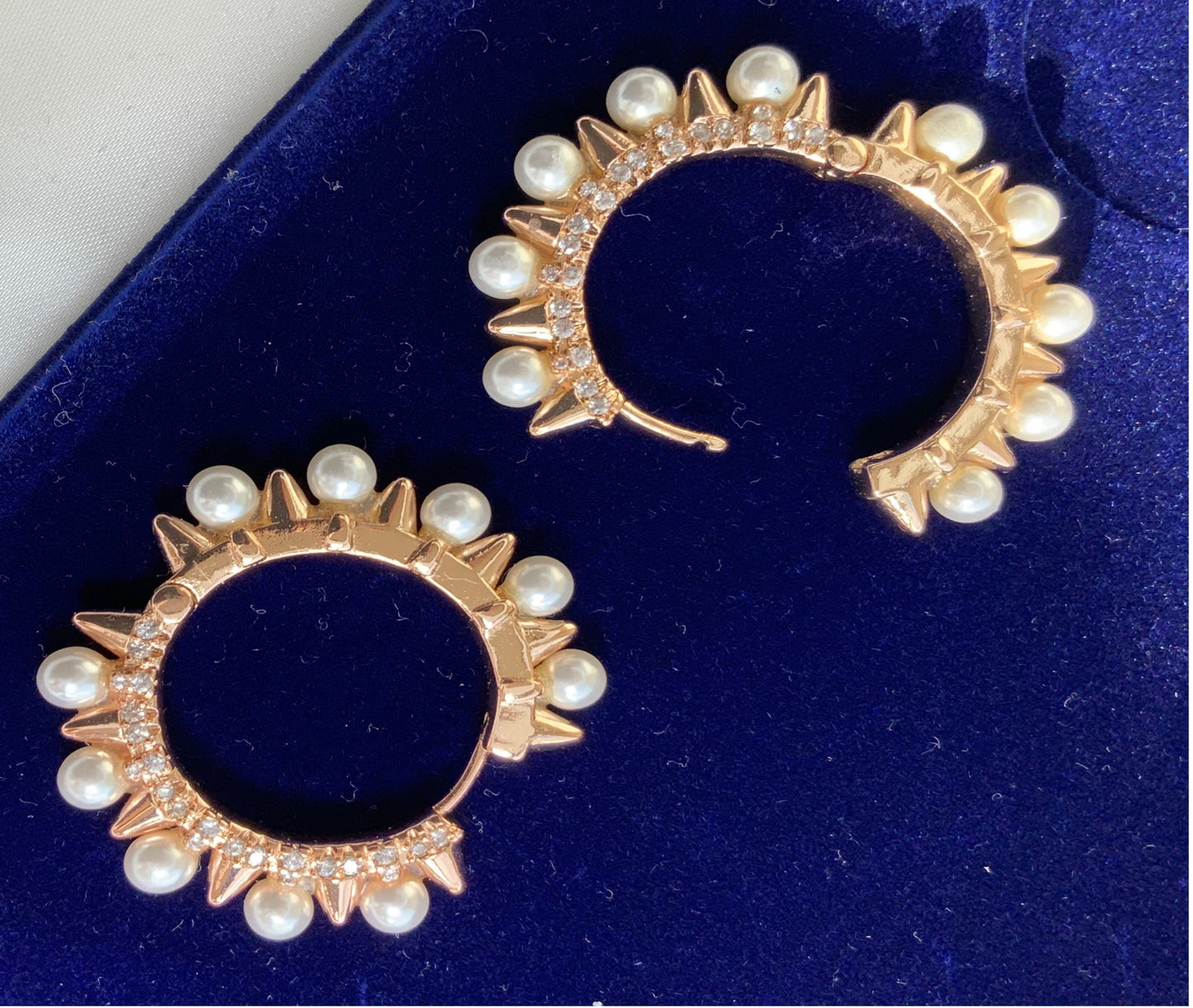 Earrings Hoops Yellow Gold Color Cubic Zircon Pearl
