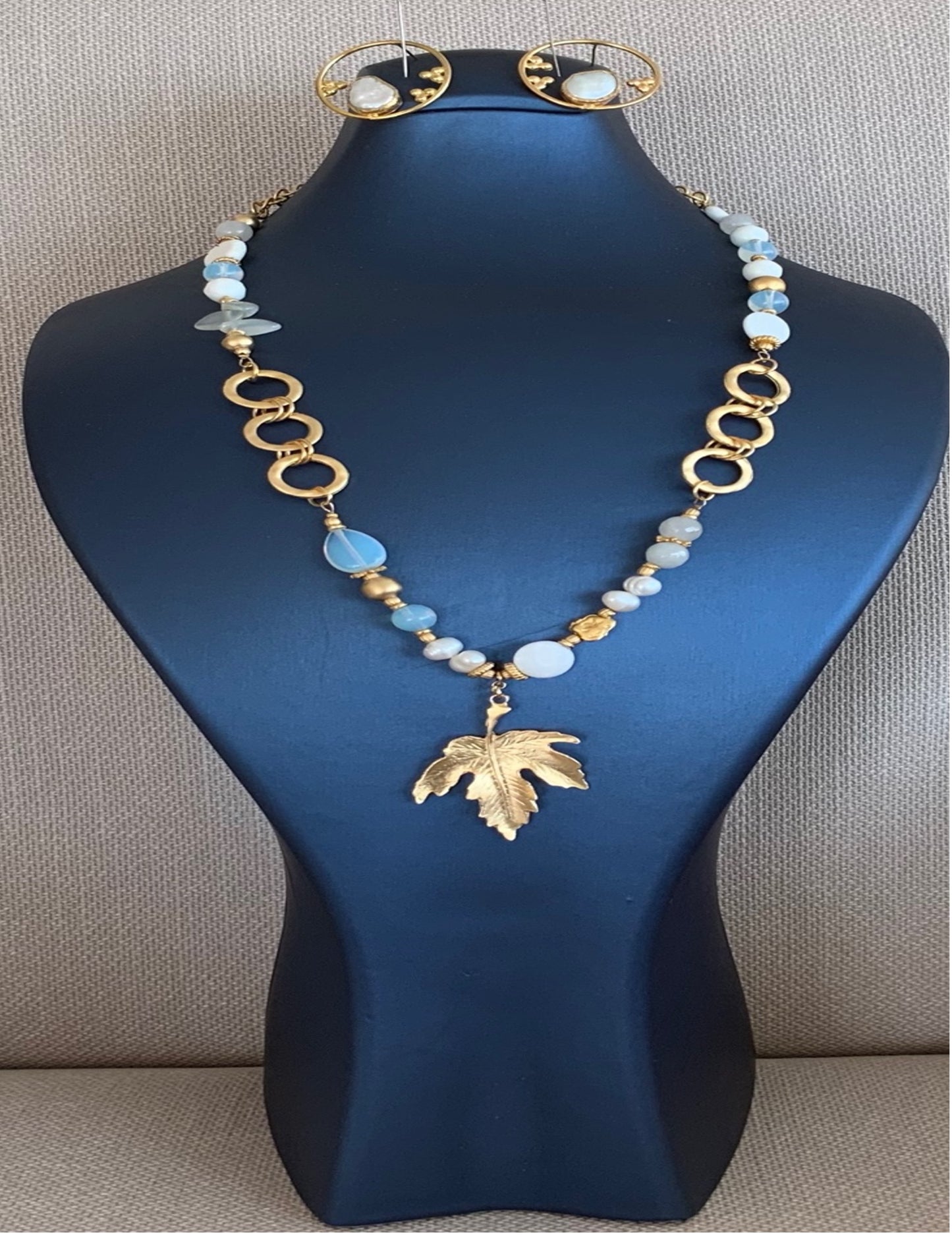 Schmuckset Halskette Armband Ohrringe Handgefertigte Edelsteine ​​Weißer Quarz Kristall Perle 3 Stück Tolles Geschenk für die Frau