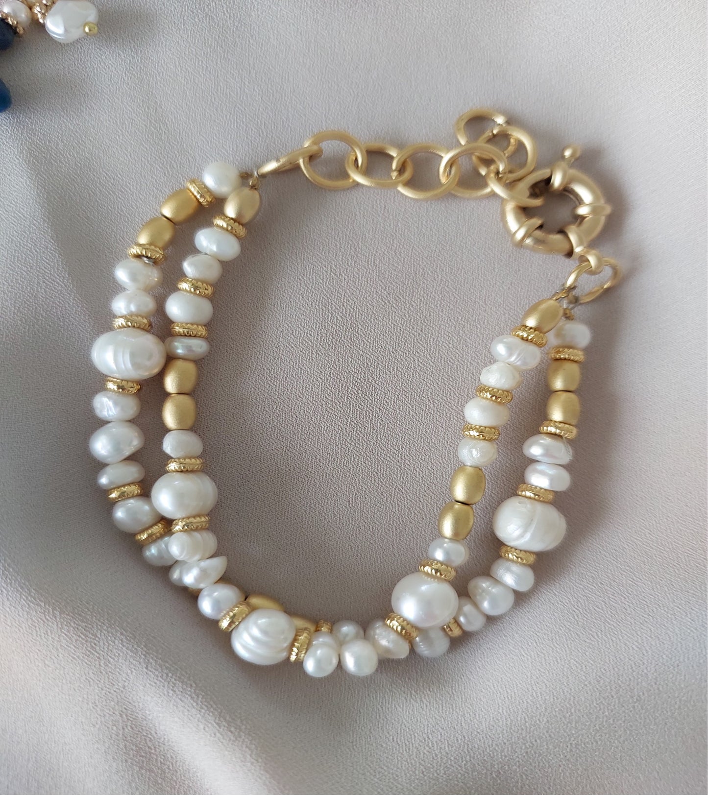 Conjunto de joyería Collar Pendientes 2 piezas Piedras preciosas hechas a mano Turquesa Amazonita Azul Perlas Colgante de oro Gran regalo para mujer