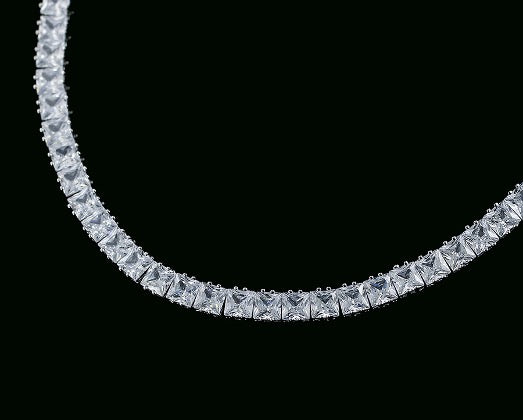Jewelry Set Necklace Earrings 6MM Zircon Princess Cut White Gold