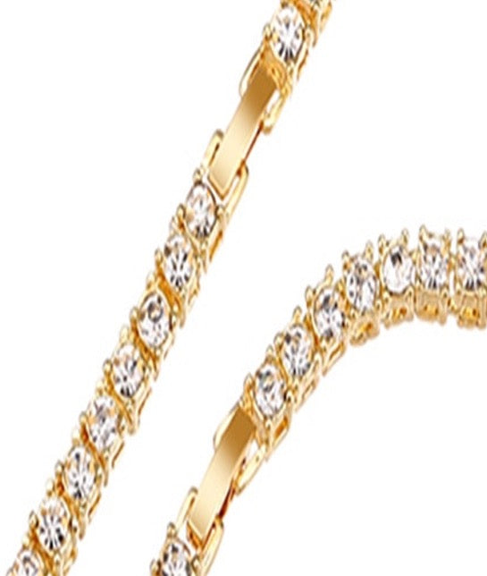 Collar Tennis Unisex Diamante Zirconia Color Oro Amarillo
