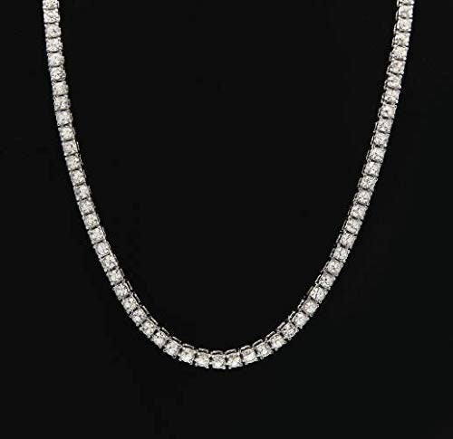 Halskette 5mm Tennis Diamant Zirkonia Weißgold Farbe