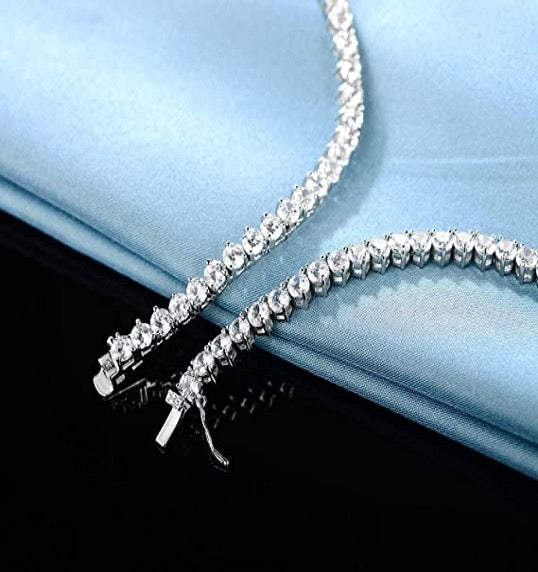 Necklace 5mm Tennis Diamond Zirconia White Gold Color