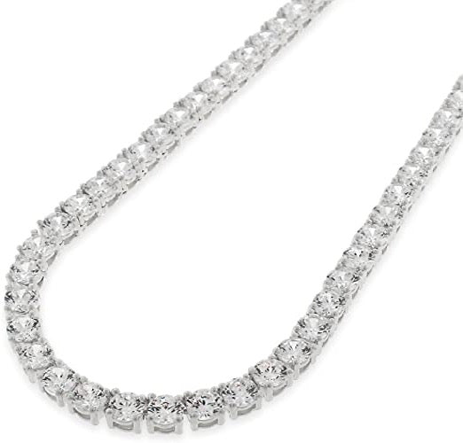 Necklace 5mm Tennis Diamond Zirconia White Gold Color