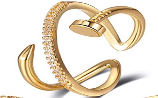 Ring-Design-Stil Goldfarbe Zirkon Einstellbar