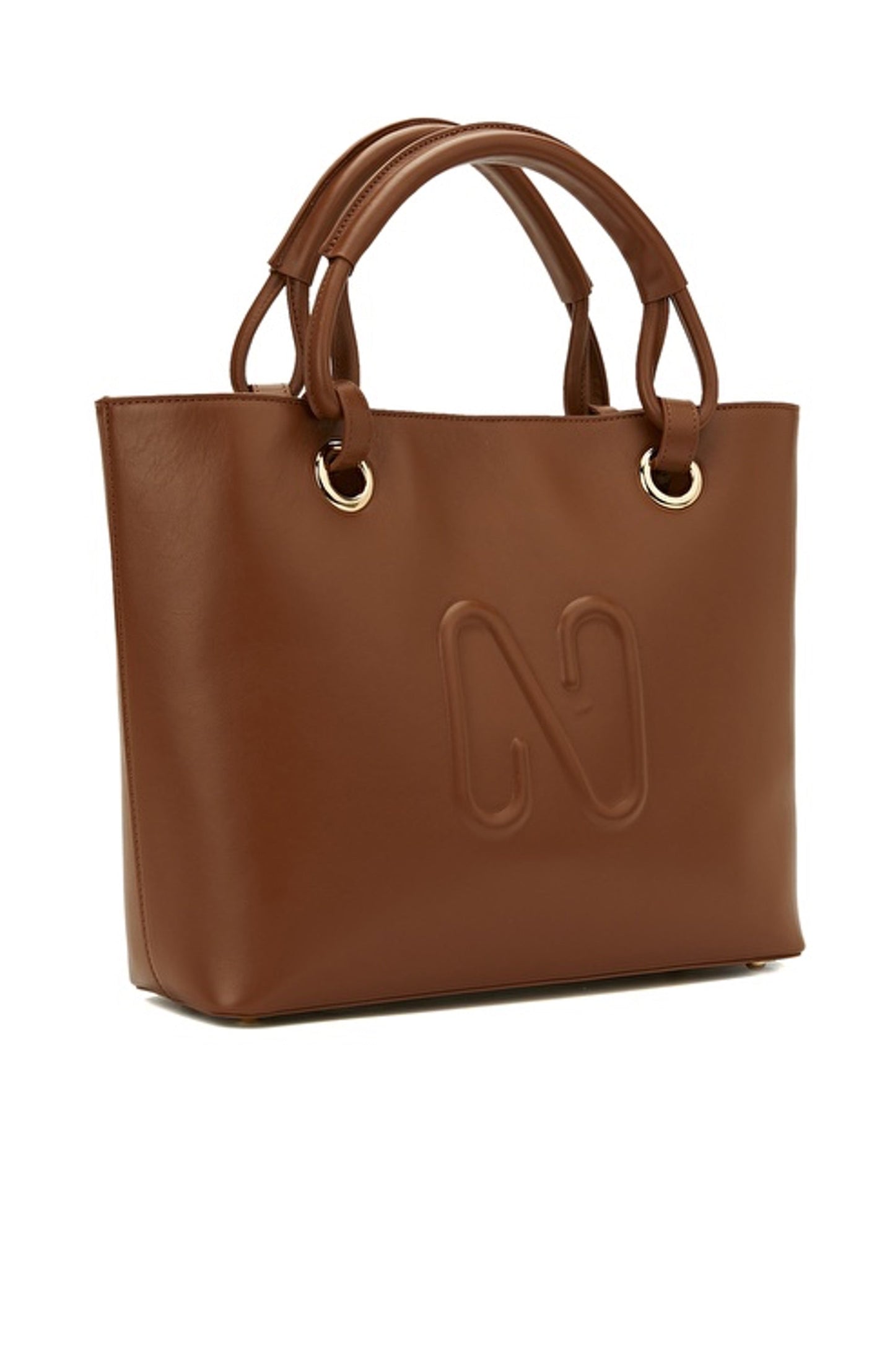 Woman Handbag 100% Leather Bag Brown Color Handle and Shoulder Strap