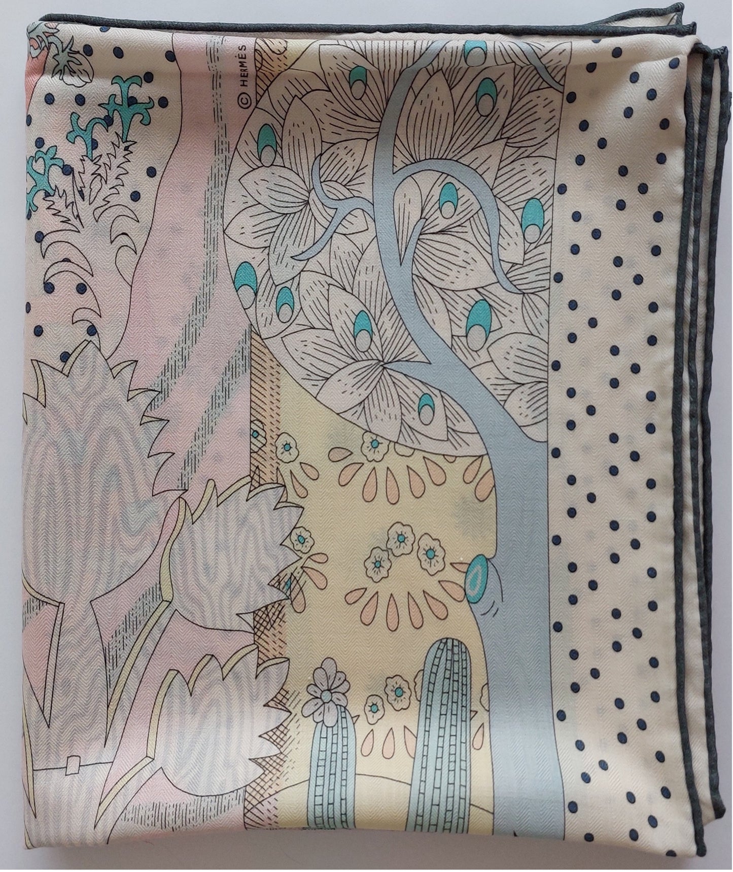 Damen Pre-loved Shawl "BINGATA" 140 Cashmere and Silk Blue Sand Colors